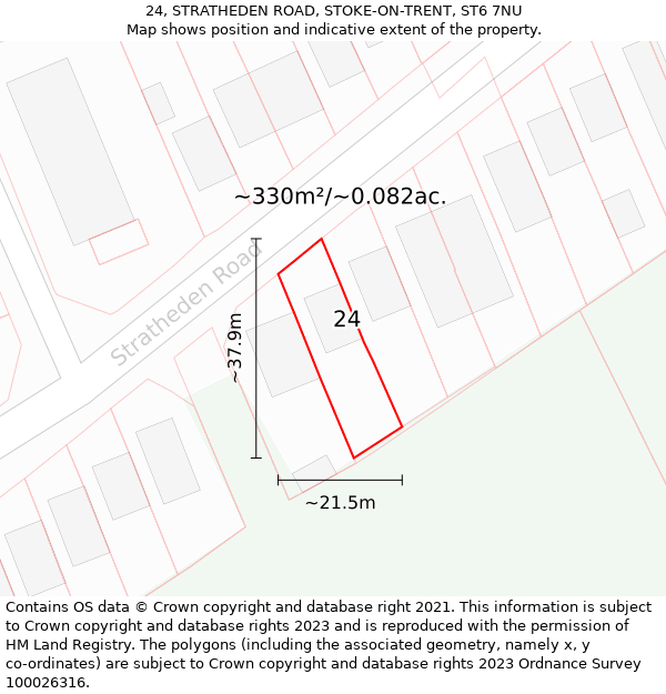 24, STRATHEDEN ROAD, STOKE-ON-TRENT, ST6 7NU: Plot and title map