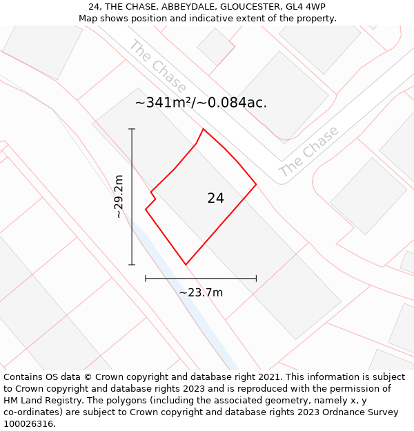 24, THE CHASE, ABBEYDALE, GLOUCESTER, GL4 4WP: Plot and title map