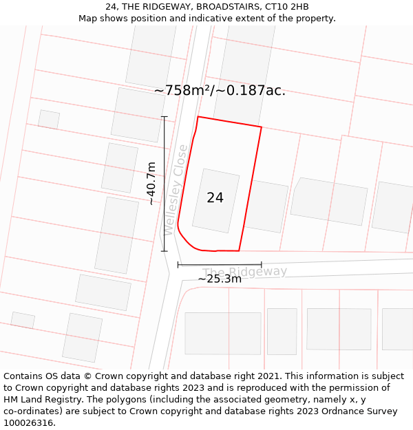 24, THE RIDGEWAY, BROADSTAIRS, CT10 2HB: Plot and title map