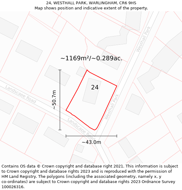 24, WESTHALL PARK, WARLINGHAM, CR6 9HS: Plot and title map