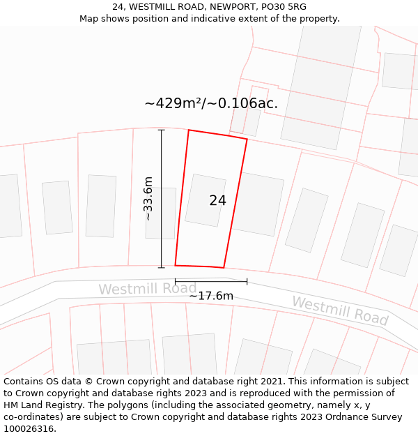 24, WESTMILL ROAD, NEWPORT, PO30 5RG: Plot and title map