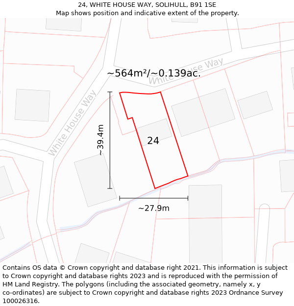 24, WHITE HOUSE WAY, SOLIHULL, B91 1SE: Plot and title map