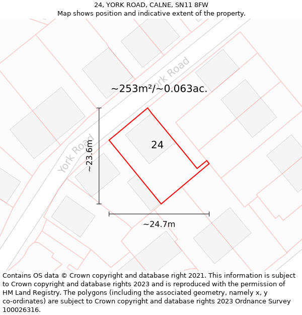 24, YORK ROAD, CALNE, SN11 8FW: Plot and title map