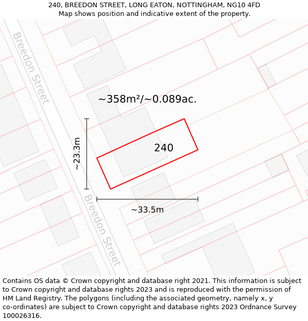 240, BREEDON STREET, LONG EATON, NOTTINGHAM, NG10 4FD: Plot and title map