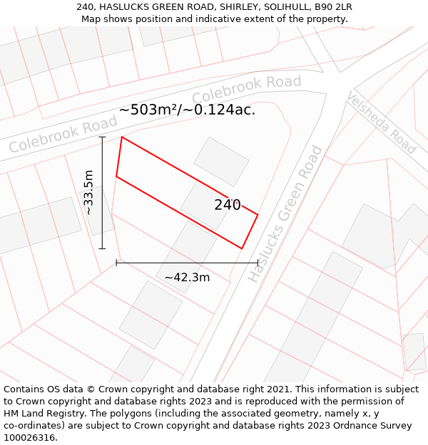 240, HASLUCKS GREEN ROAD, SHIRLEY, SOLIHULL, B90 2LR: Plot and title map