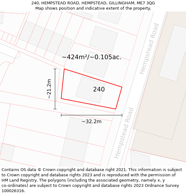 240, HEMPSTEAD ROAD, HEMPSTEAD, GILLINGHAM, ME7 3QG: Plot and title map