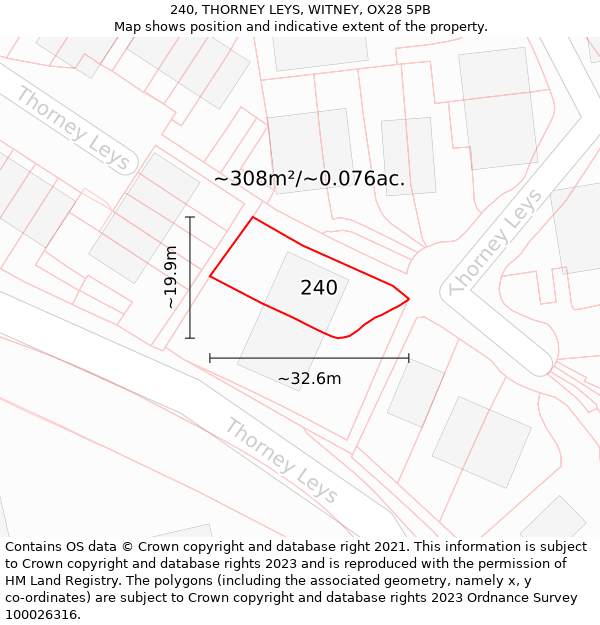 240, THORNEY LEYS, WITNEY, OX28 5PB: Plot and title map