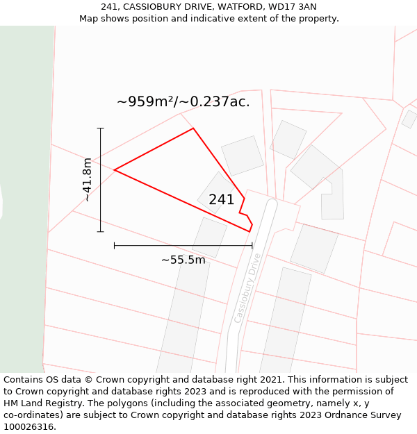 241, CASSIOBURY DRIVE, WATFORD, WD17 3AN: Plot and title map