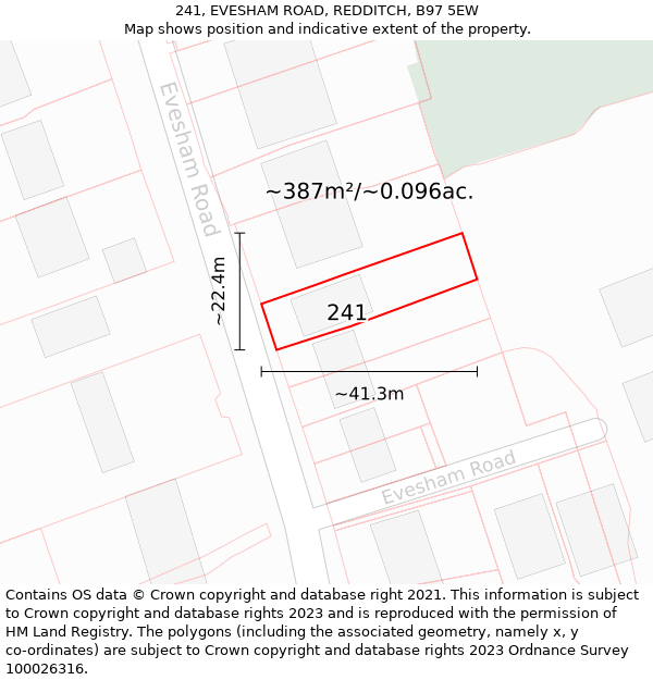 241, EVESHAM ROAD, REDDITCH, B97 5EW: Plot and title map