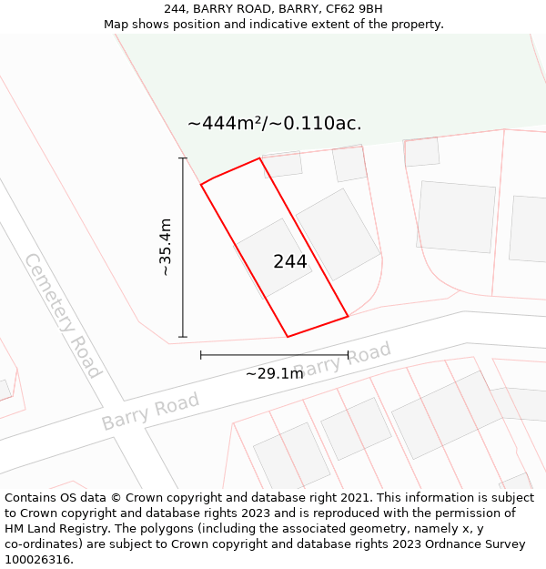 244, BARRY ROAD, BARRY, CF62 9BH: Plot and title map