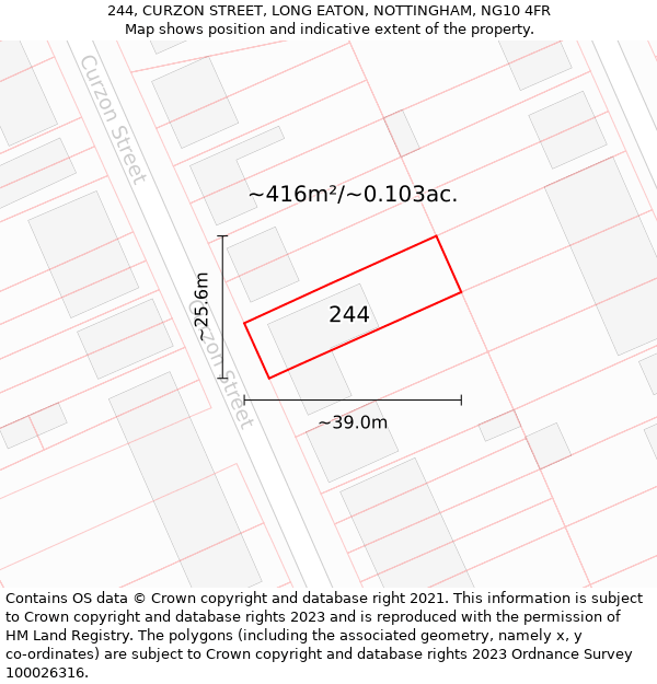 244, CURZON STREET, LONG EATON, NOTTINGHAM, NG10 4FR: Plot and title map