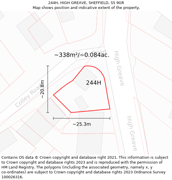 244H, HIGH GREAVE, SHEFFIELD, S5 9GR: Plot and title map