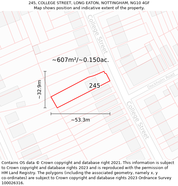 245, COLLEGE STREET, LONG EATON, NOTTINGHAM, NG10 4GF: Plot and title map