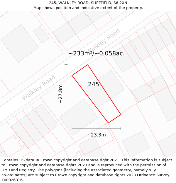 245, WALKLEY ROAD, SHEFFIELD, S6 2XN: Plot and title map