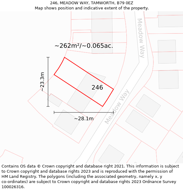 246, MEADOW WAY, TAMWORTH, B79 0EZ: Plot and title map