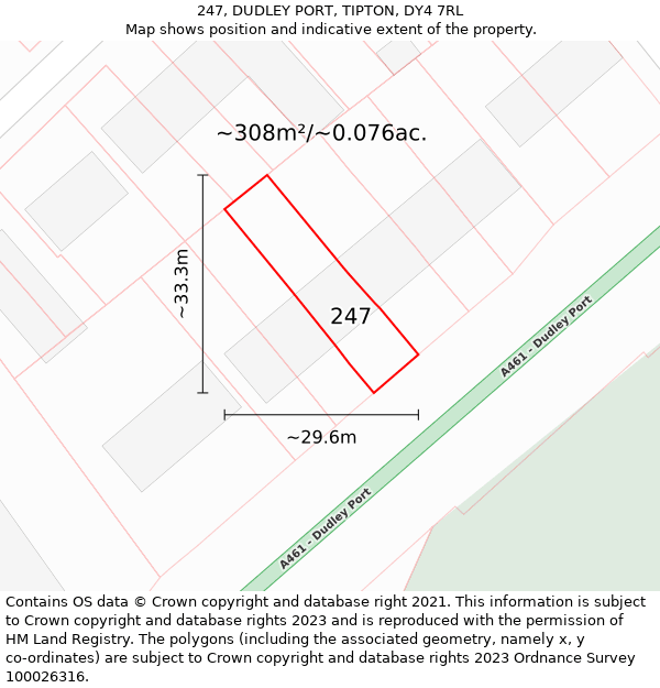 247, DUDLEY PORT, TIPTON, DY4 7RL: Plot and title map