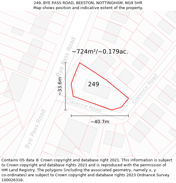 249, BYE PASS ROAD, BEESTON, NOTTINGHAM, NG9 5HR: Plot and title map