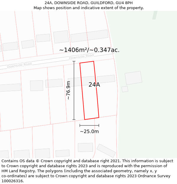 24A, DOWNSIDE ROAD, GUILDFORD, GU4 8PH: Plot and title map