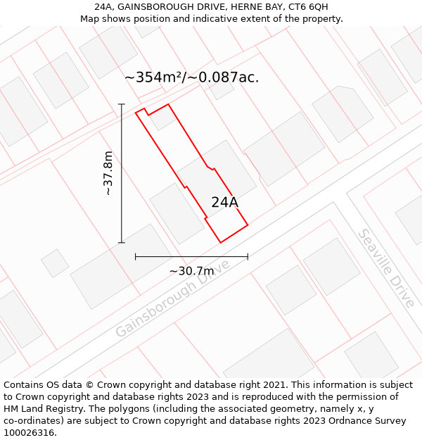 24A, GAINSBOROUGH DRIVE, HERNE BAY, CT6 6QH: Plot and title map