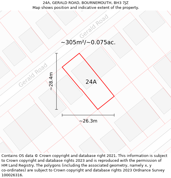 24A, GERALD ROAD, BOURNEMOUTH, BH3 7JZ: Plot and title map