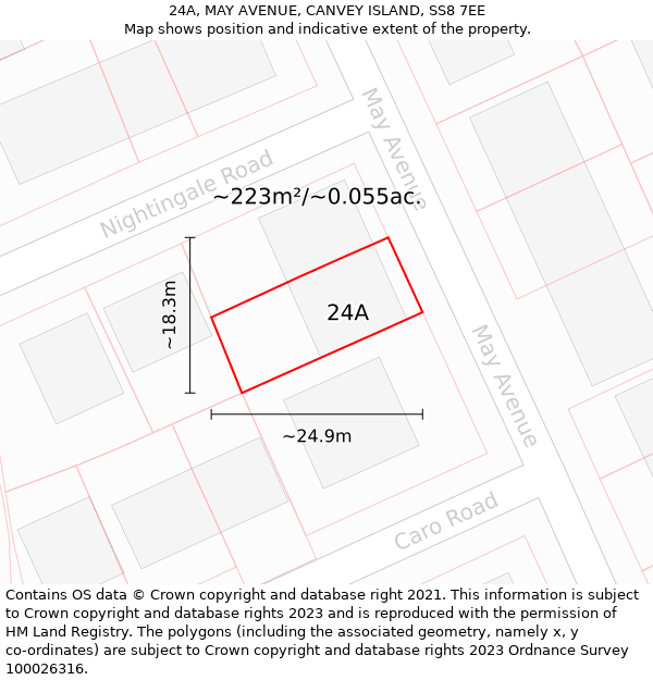 24A, MAY AVENUE, CANVEY ISLAND, SS8 7EE: Plot and title map