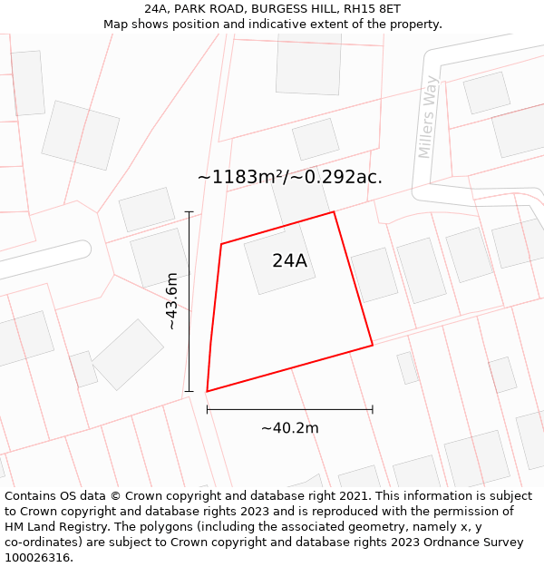 24A, PARK ROAD, BURGESS HILL, RH15 8ET: Plot and title map