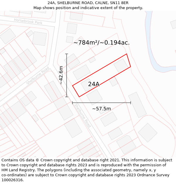 24A, SHELBURNE ROAD, CALNE, SN11 8ER: Plot and title map