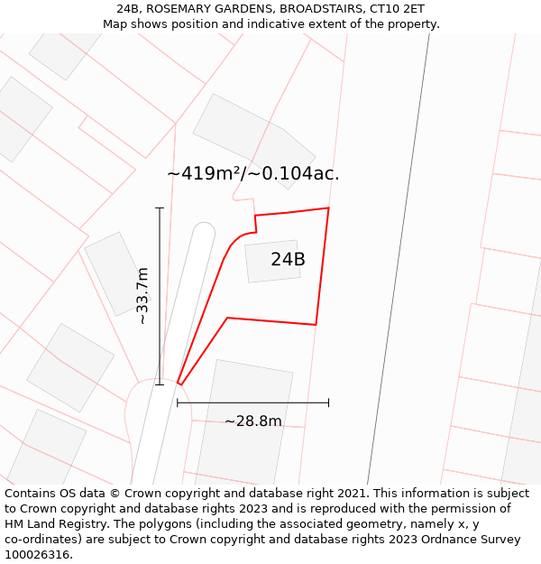 24B, ROSEMARY GARDENS, BROADSTAIRS, CT10 2ET: Plot and title map