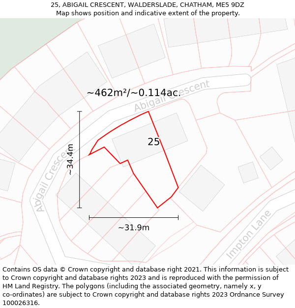 25, ABIGAIL CRESCENT, WALDERSLADE, CHATHAM, ME5 9DZ: Plot and title map