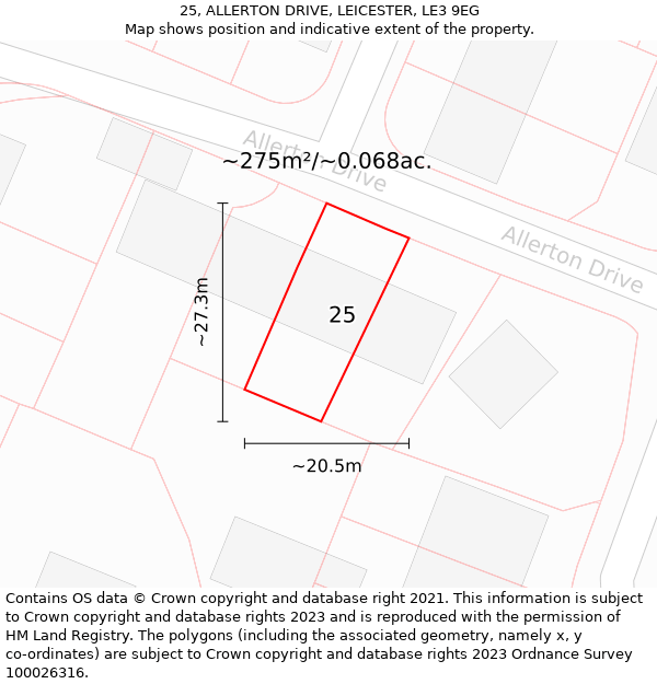25, ALLERTON DRIVE, LEICESTER, LE3 9EG: Plot and title map