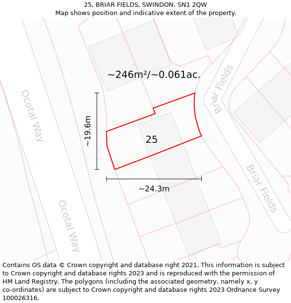 25, BRIAR FIELDS, SWINDON, SN1 2QW: Plot and title map