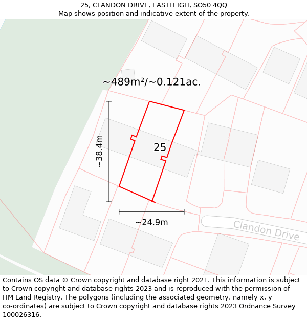 25, CLANDON DRIVE, EASTLEIGH, SO50 4QQ: Plot and title map