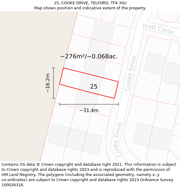 25, COOKE DRIVE, TELFORD, TF4 3SU: Plot and title map
