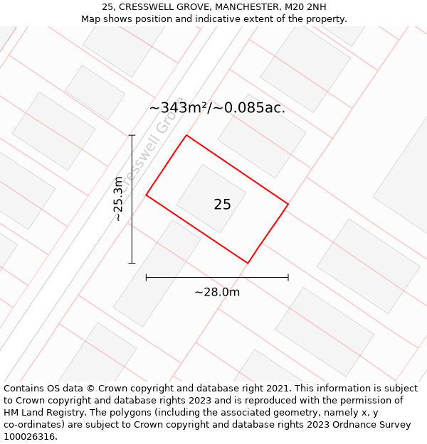 25, CRESSWELL GROVE, MANCHESTER, M20 2NH: Plot and title map