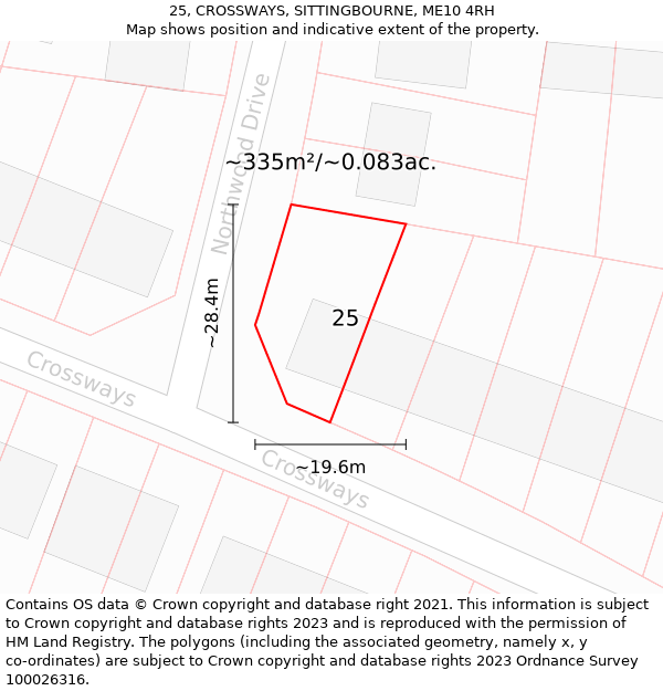 25, CROSSWAYS, SITTINGBOURNE, ME10 4RH: Plot and title map