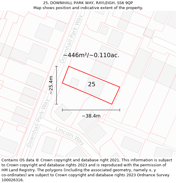 25, DOWNHALL PARK WAY, RAYLEIGH, SS6 9QP: Plot and title map