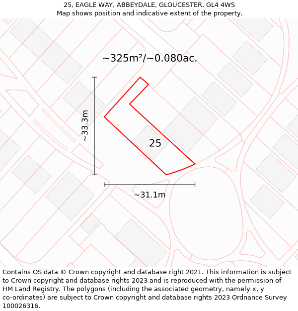 25, EAGLE WAY, ABBEYDALE, GLOUCESTER, GL4 4WS: Plot and title map