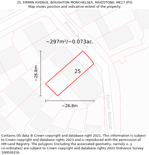 25, FIRMIN AVENUE, BOUGHTON MONCHELSEA, MAIDSTONE, ME17 4TG: Plot and title map