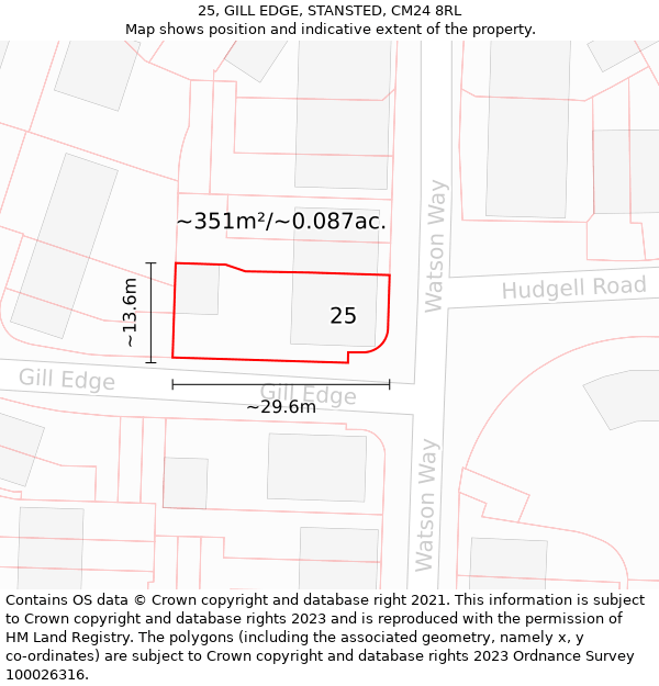 25, GILL EDGE, STANSTED, CM24 8RL: Plot and title map