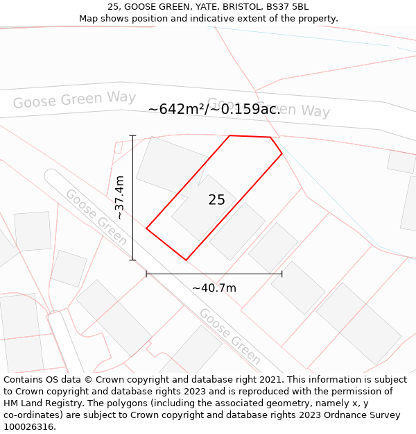 25, GOOSE GREEN, YATE, BRISTOL, BS37 5BL: Plot and title map