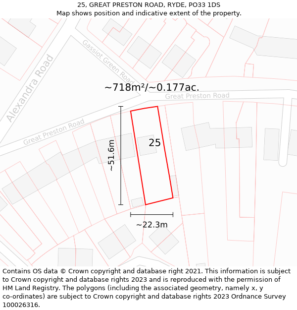 25, GREAT PRESTON ROAD, RYDE, PO33 1DS: Plot and title map