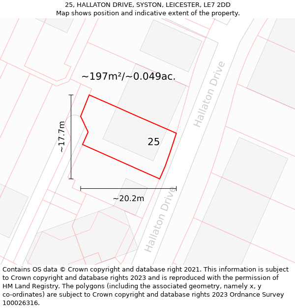 25, HALLATON DRIVE, SYSTON, LEICESTER, LE7 2DD: Plot and title map