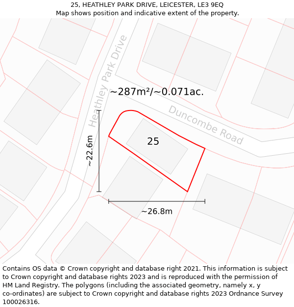 25, HEATHLEY PARK DRIVE, LEICESTER, LE3 9EQ: Plot and title map