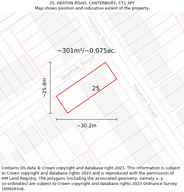 25, HEATON ROAD, CANTERBURY, CT1 3PY: Plot and title map
