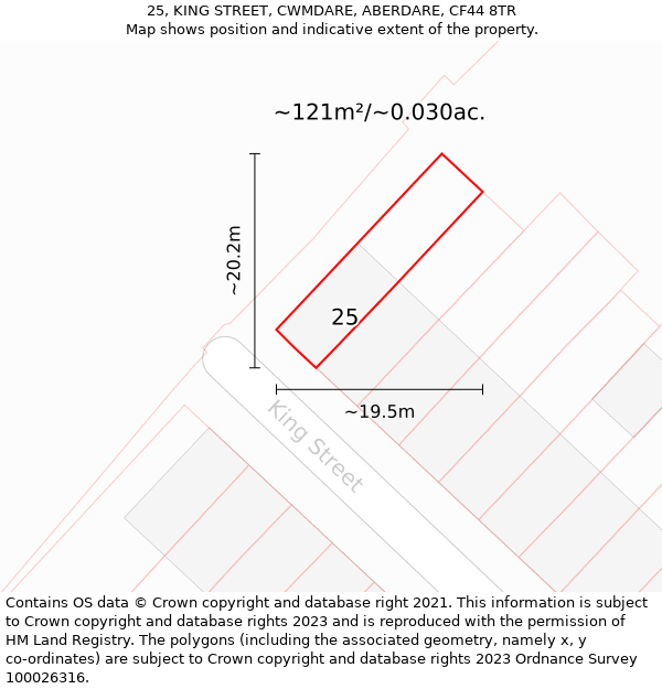 25, KING STREET, CWMDARE, ABERDARE, CF44 8TR: Plot and title map