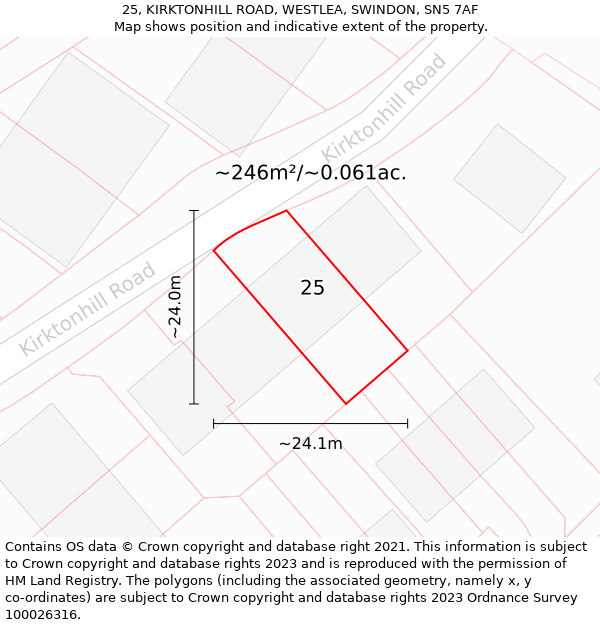 25, KIRKTONHILL ROAD, WESTLEA, SWINDON, SN5 7AF: Plot and title map