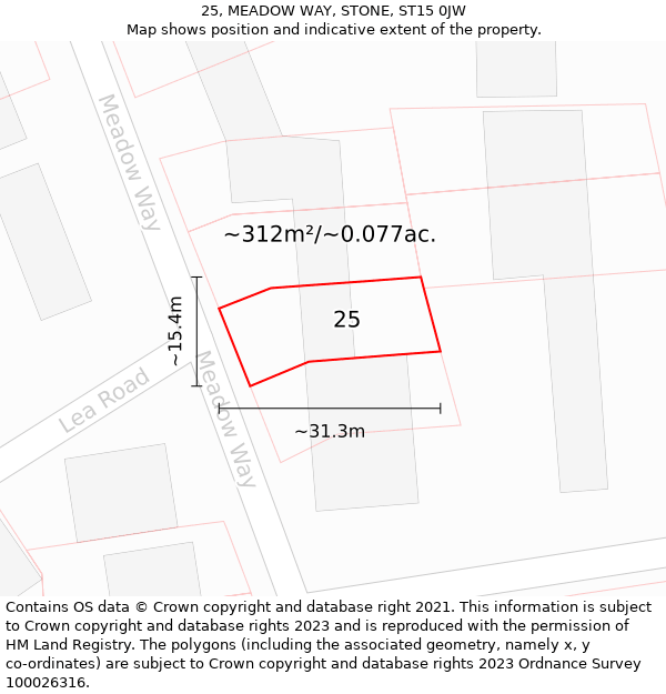 25, MEADOW WAY, STONE, ST15 0JW: Plot and title map