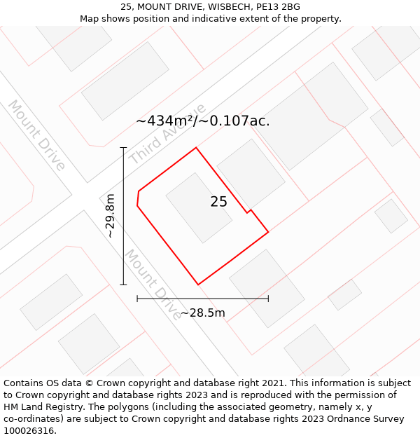 25, MOUNT DRIVE, WISBECH, PE13 2BG: Plot and title map