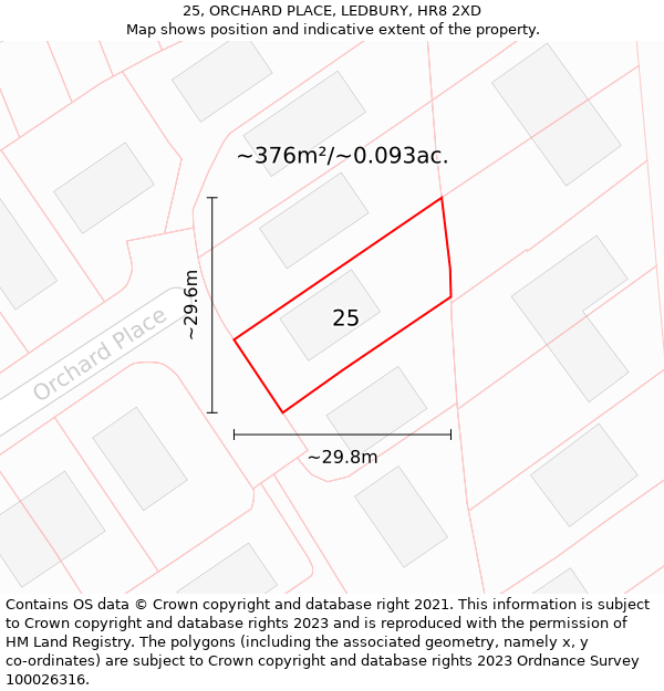 25, ORCHARD PLACE, LEDBURY, HR8 2XD: Plot and title map