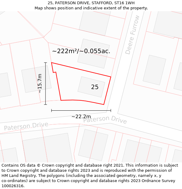 25, PATERSON DRIVE, STAFFORD, ST16 1WH: Plot and title map